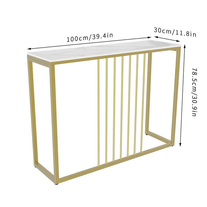 Golden Metallic Rectangular Shaped Designer Console Table