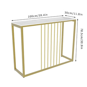 Golden Metallic Rectangular Shaped Designer Console Table