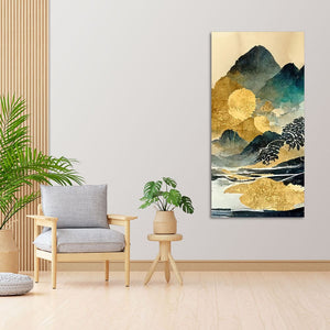 Golden Mountain Scenery of Mount Fuji Premium Wall Painting