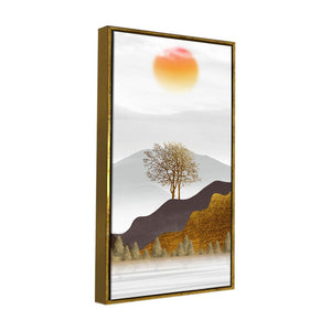 Golden Mountain with Beautiful Sunrise Premium Canvas Wall Painting