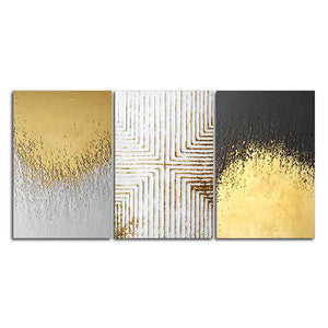 Golden Paint Texture Wall Painting of 3 Pieces