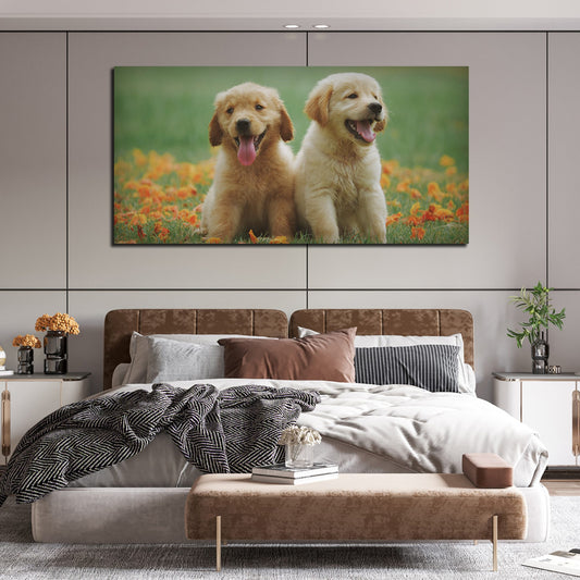 Golden Retriever Puppies Premium Canvas Wall Painting