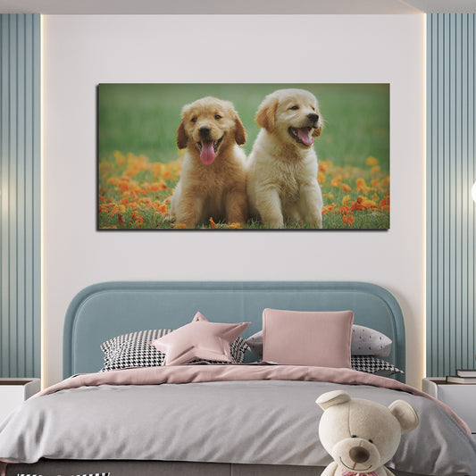 Golden Retriever Puppies Premium Canvas Wall Painting