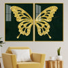 Golden Sparkling Butterfly Acrylic Floating Wall Painting Set of 2