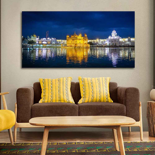 Golden Temple in Evening Canvas Wall Painting