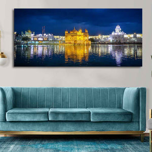 Golden Temple in Evening Large Canvas Wall Painting