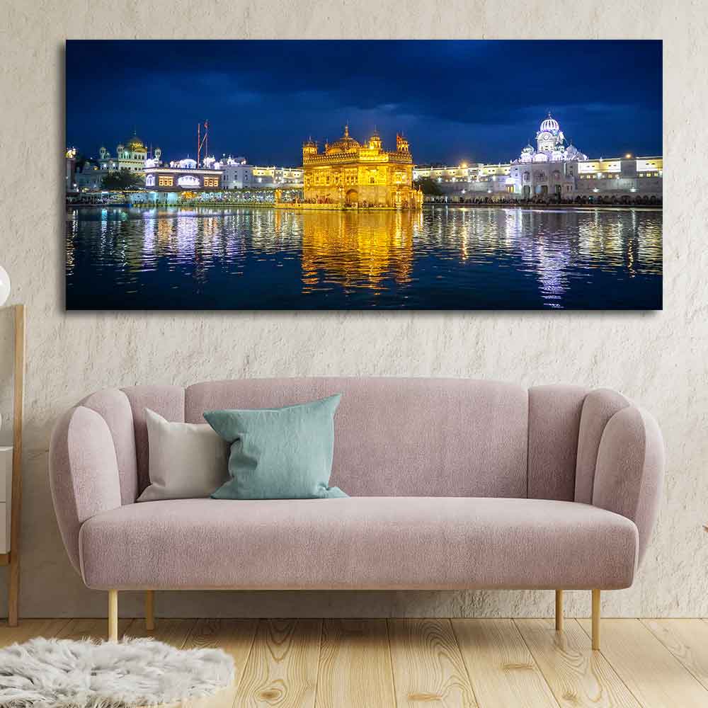 Golden Temple in Evening Large Canvas Wall Painting