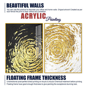 Golden Textured Acrylic Floating Wall Painting Set of 2