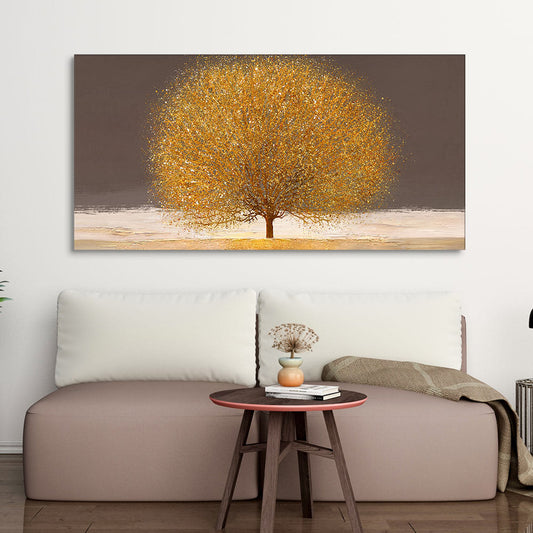 Golden Tree with Elements of gold textures Wall Painting