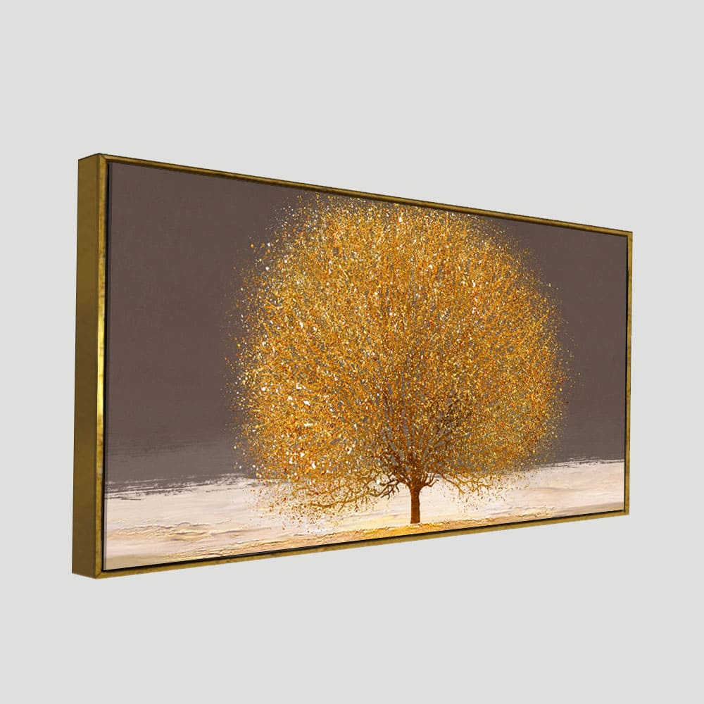 Golden Tree with Elements of gold textures Wall Painting