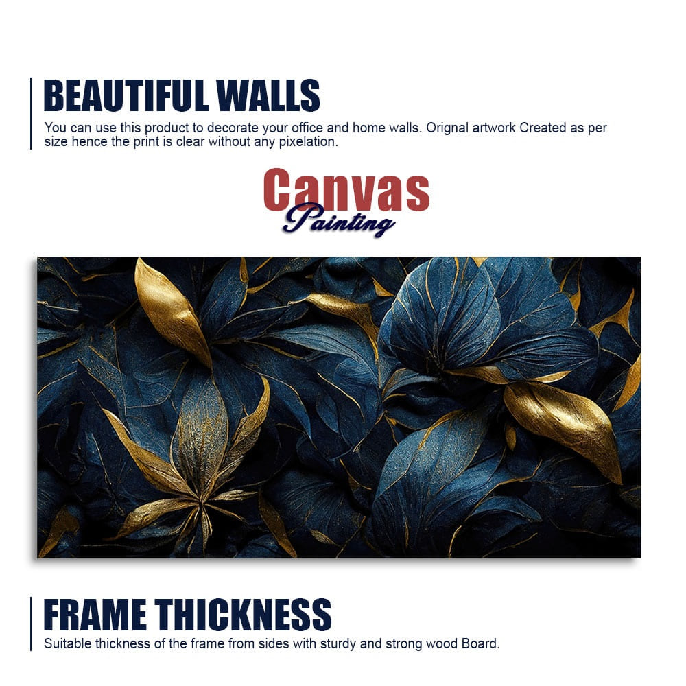 Golden Tropical leaves Canvas Wall Painting