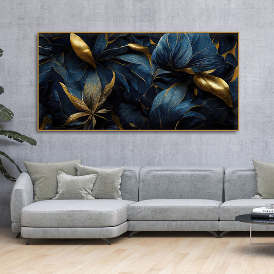 Golden Tropical leaves Canvas Wall Painting