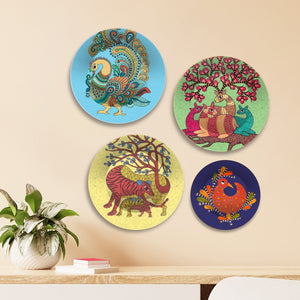 Gond Artwork Premium Wall Plates Painting Set of Four