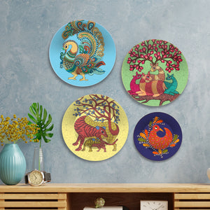 Gond Artwork Premium Wall Plates Painting Set of Four