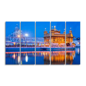 Gurdwara Sri Harmandir Sahib Golden Temple Five Pieces Wall Painting