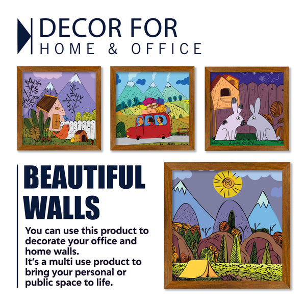 Hand Drawing Wall Frame Set of Four