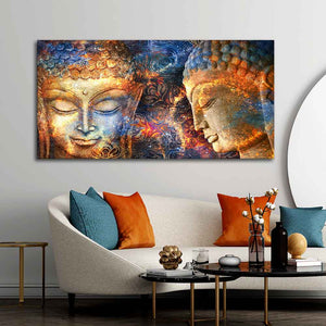 Golden Head of Lord Buddha Canvas Wall Painting