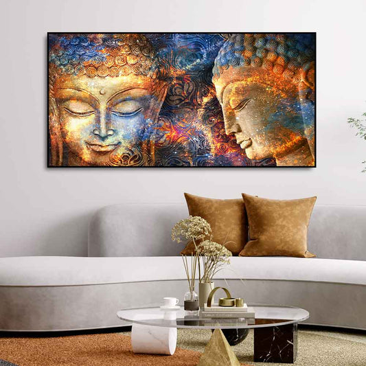 Golden Head of Lord Buddha Canvas Wall Painting