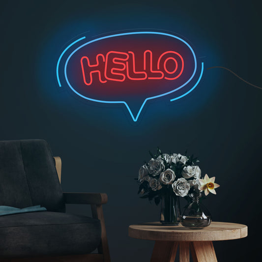 Hello in a Speech Text Neon Sign LED Light