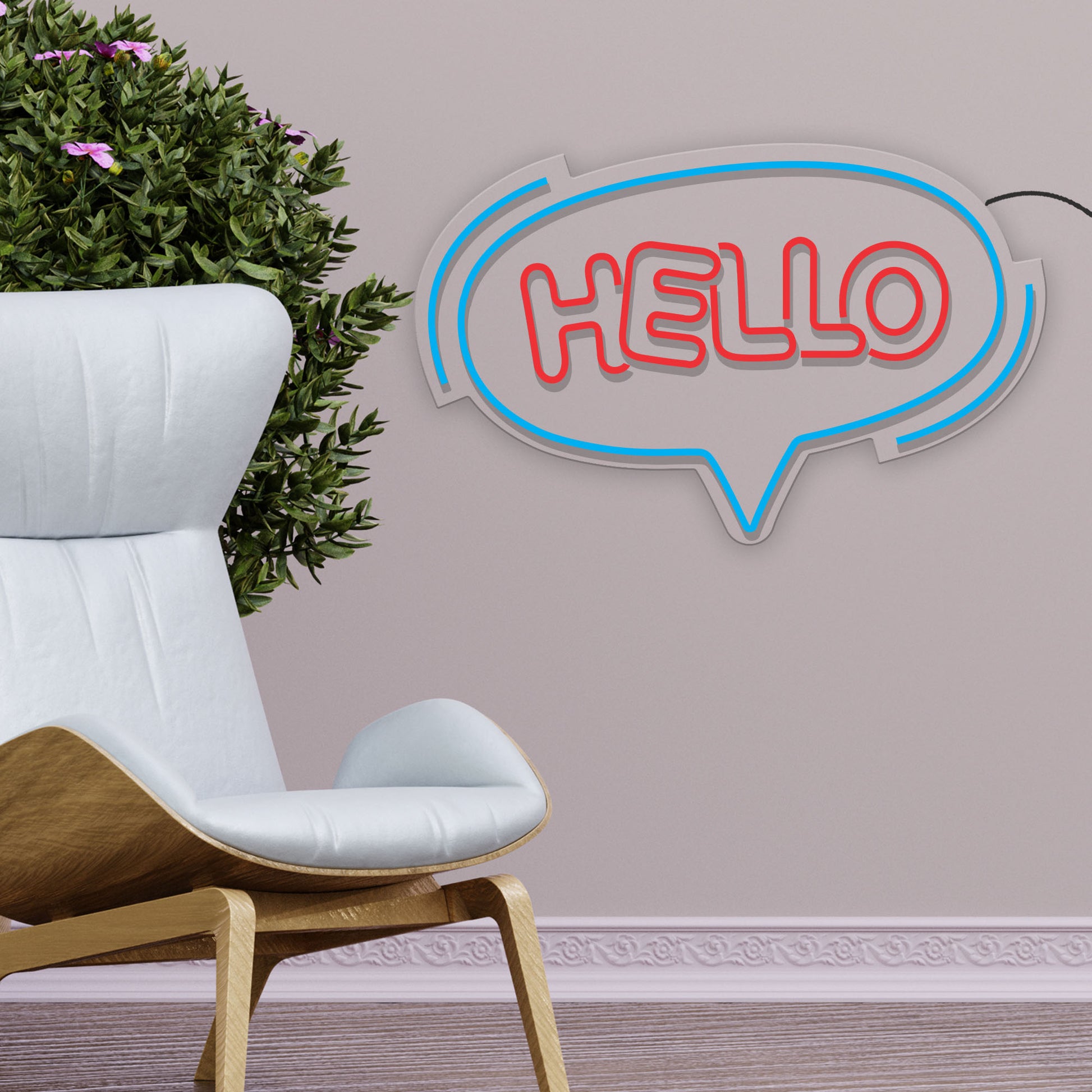 Hello in a Speech Text Neon Sign LED Light