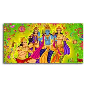 Hindu Gods Shree Ram Darbar Hanuman Premium Canvas Wall Painting