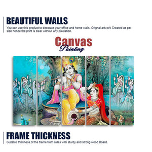 Hindu Lord Radha Krishna Wall Painting Set of Five Pieces