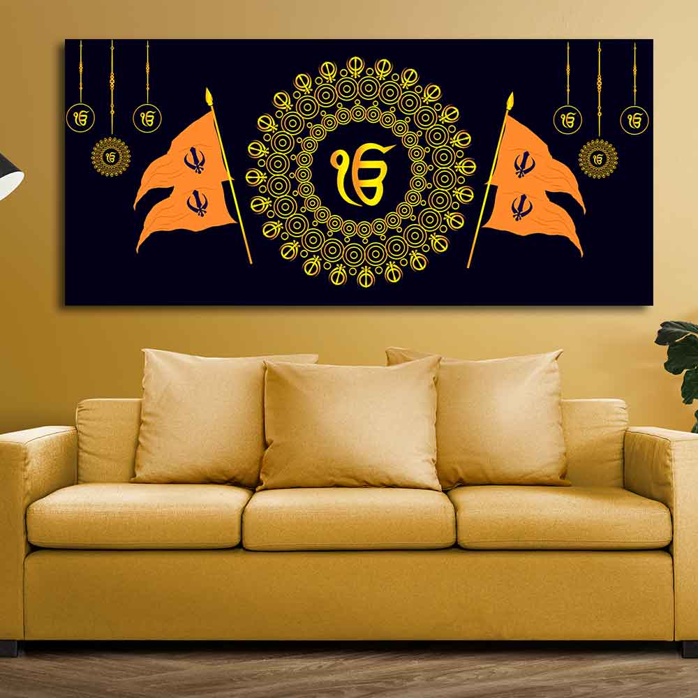 Holy Symbol of Sikh Religion Large Canvas Wall Painting