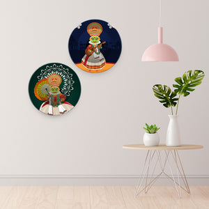 Indian Classical Kathakali Dance Wall Hanging Plates of Two Pieces