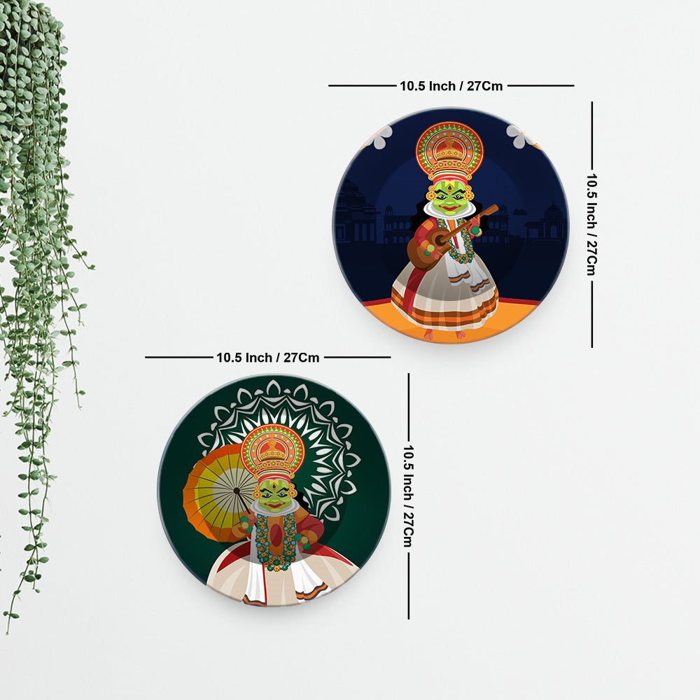 Indian Classical Kathakali Dance Wall Hanging Plates of Two Pieces