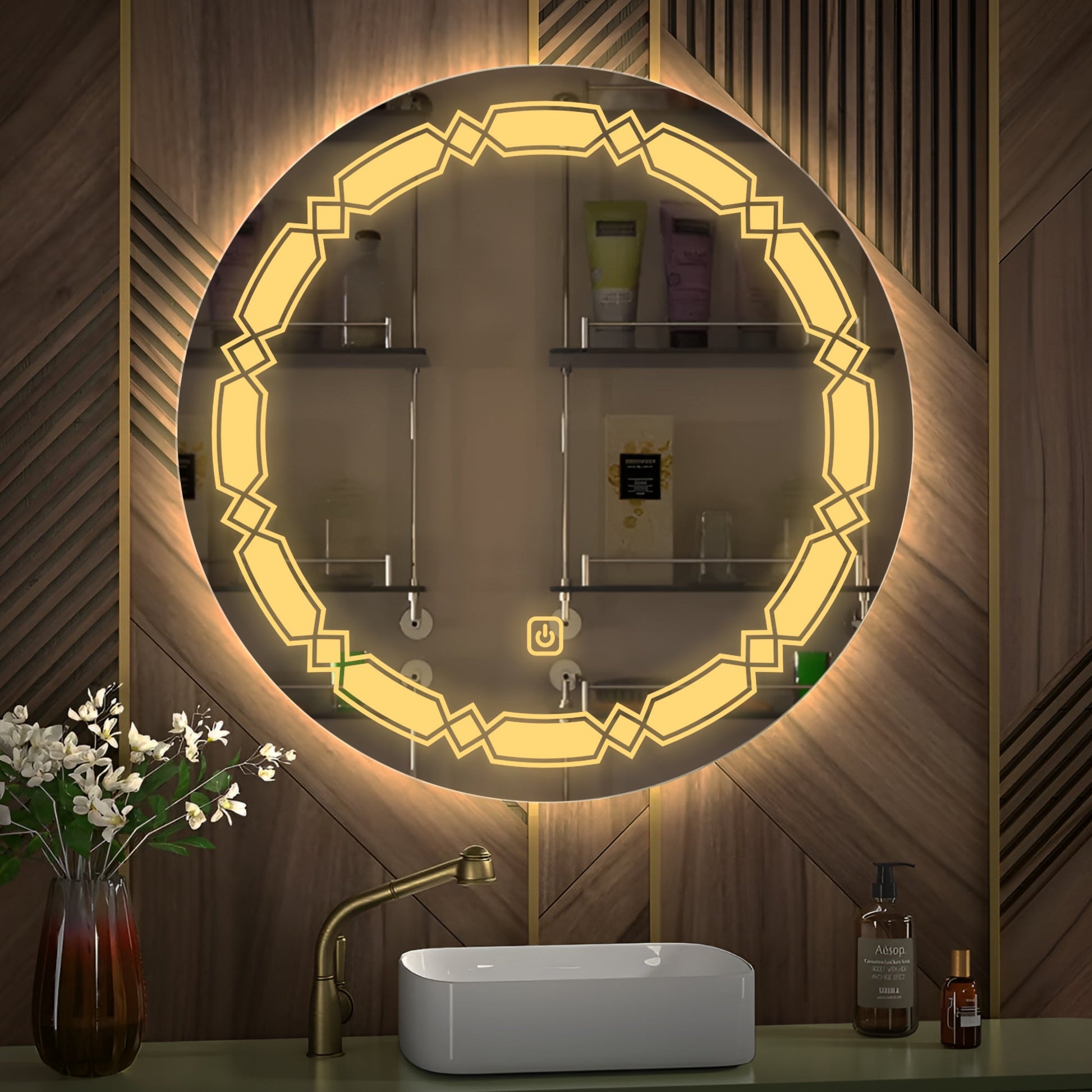 Infinity Round Pattern Shaped LED Bathroom Wall Mirror