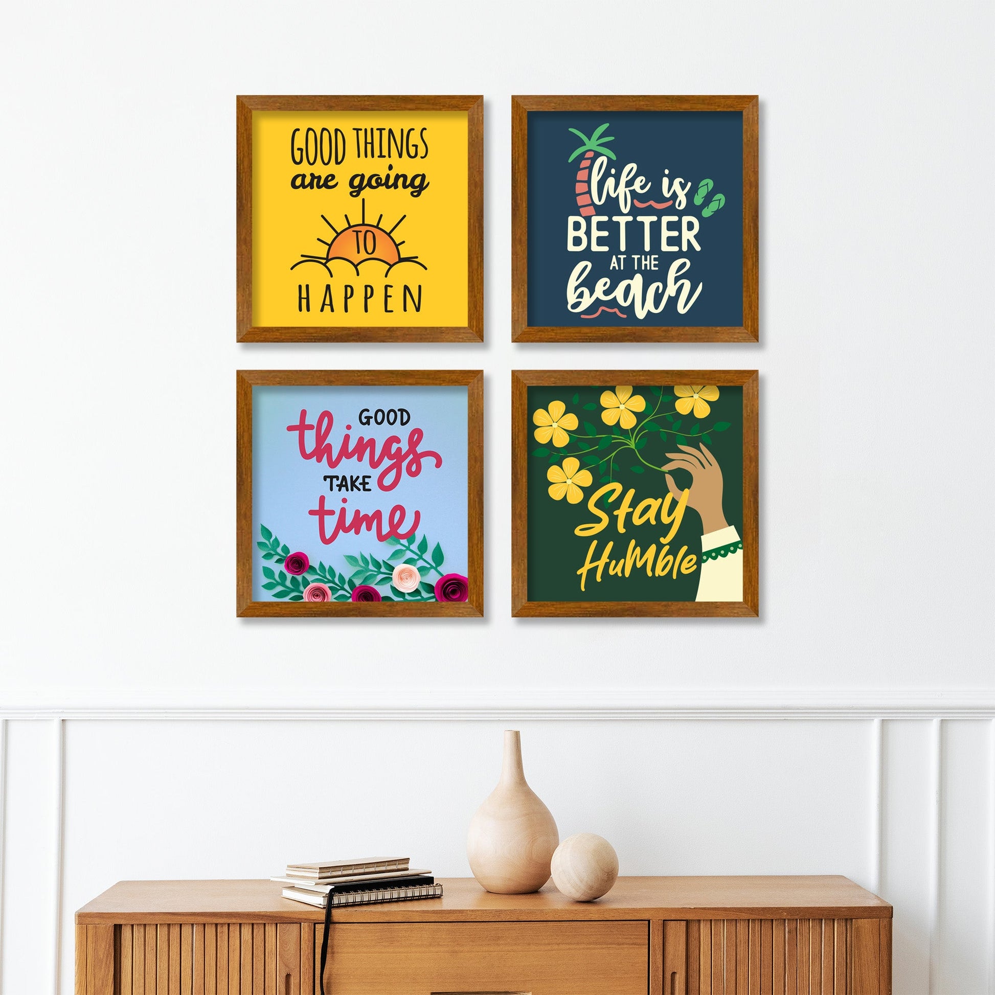 Inspirational Quotes Premium Wooden Wall Frame Set of Four