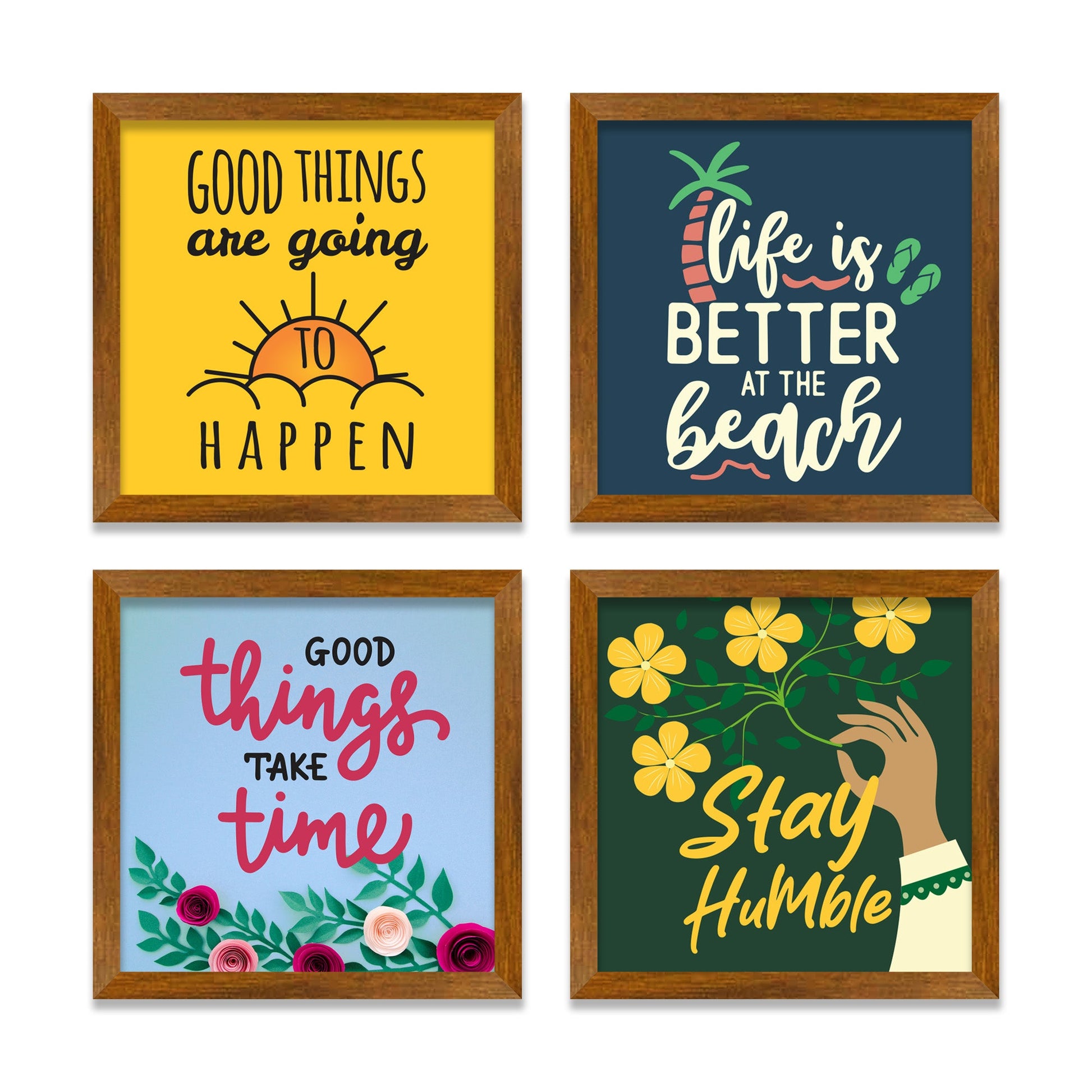 Inspirational Quotes Premium Wooden Wall Frame Set of Four