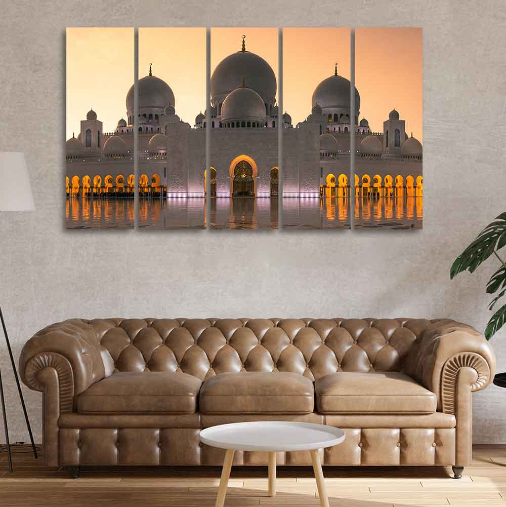 Islamic Canvas Wall Painting of Sheikh Zayed Grand Mosque 5 Panels