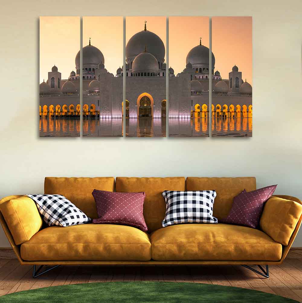 Islamic Canvas Wall Painting of Sheikh Zayed Grand Mosque 5 Panels