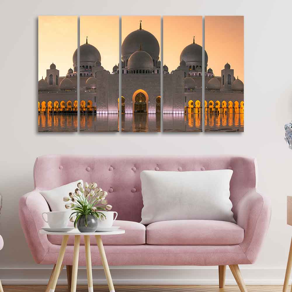 Islamic Canvas Wall Painting of Sheikh Zayed Grand Mosque 5 Panels