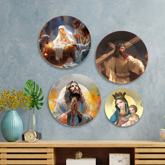 Jesus Christ Premium Wall Plates Painting Set of Four