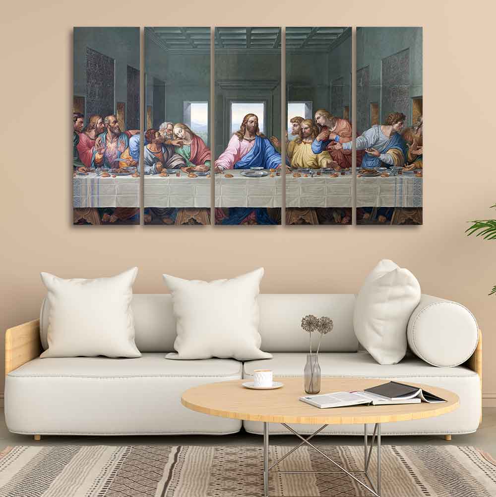 Last supper of Jesus 5 Pieces Canvas Wall Painting