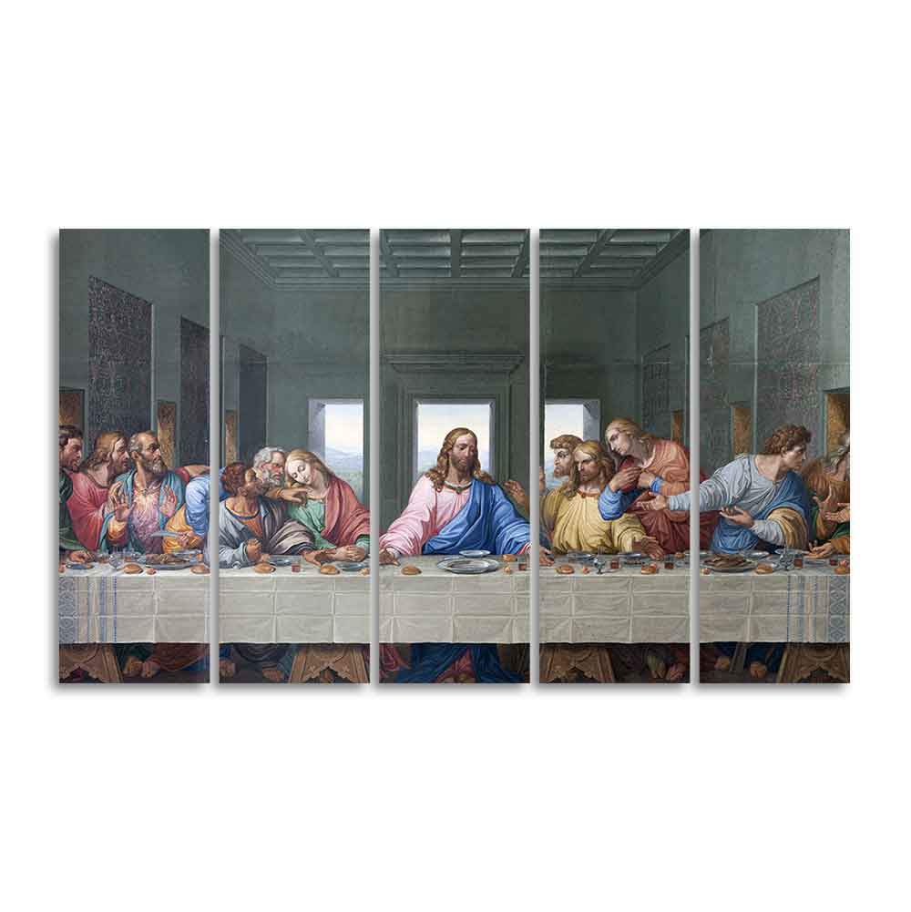 Last supper of Jesus 5 Pieces Canvas Wall Painting