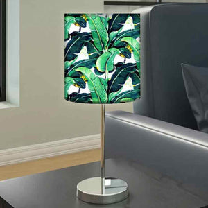 Leaf Art Printed Modern Stainless Steel Metal Finish Table Lamp