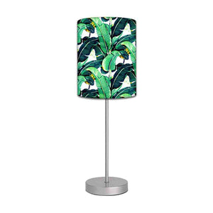 Leaf Art Printed Modern Stainless Steel Metal Finish Table Lamp