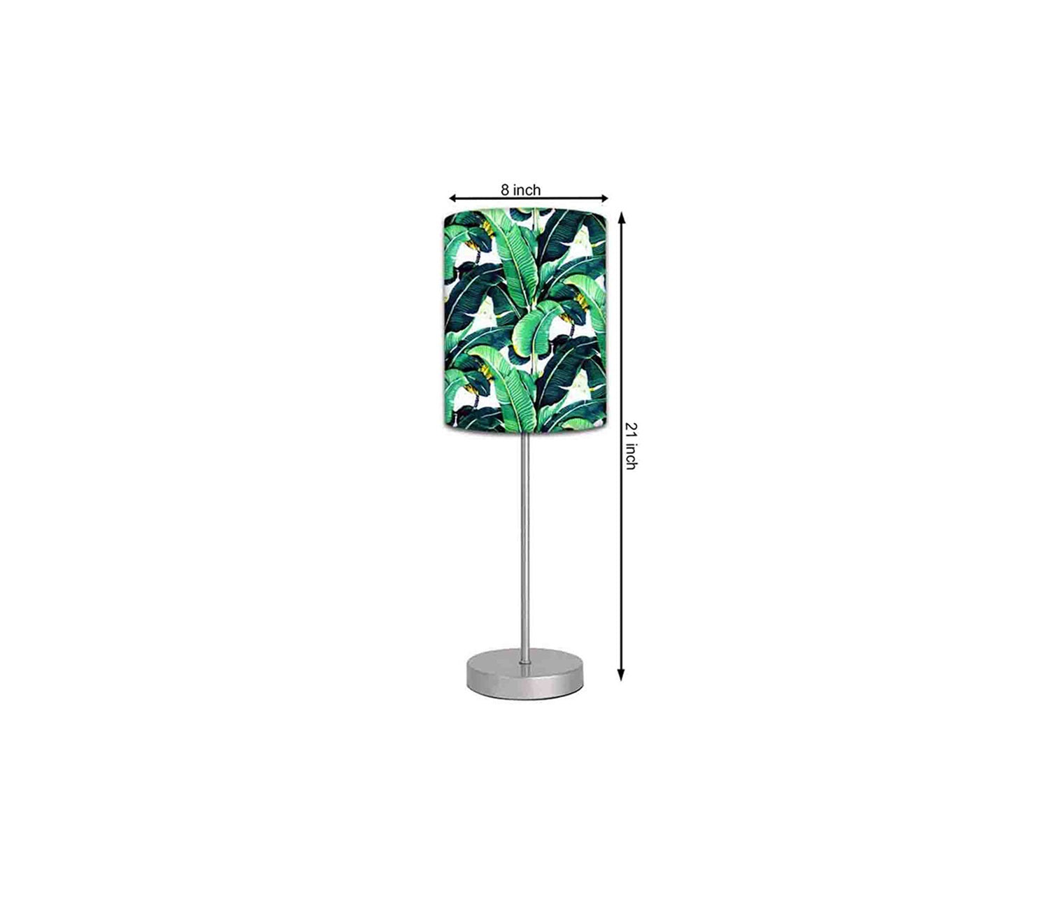 Leaf Art Printed Modern Stainless Steel Metal Finish Table Lamp