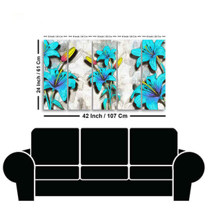 Blue Lily Flowers Canvas Wall Painting of Five Pieces