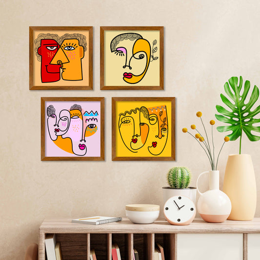 Line Art Faces Wall Frame Set of Four