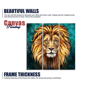 Lion Face Premium Wall Painting Set of 3 Pieces