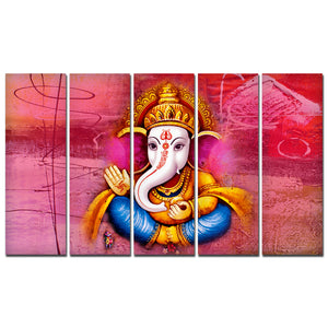 Spiritual Lord Ganesh Wall Painting 5 Pieces