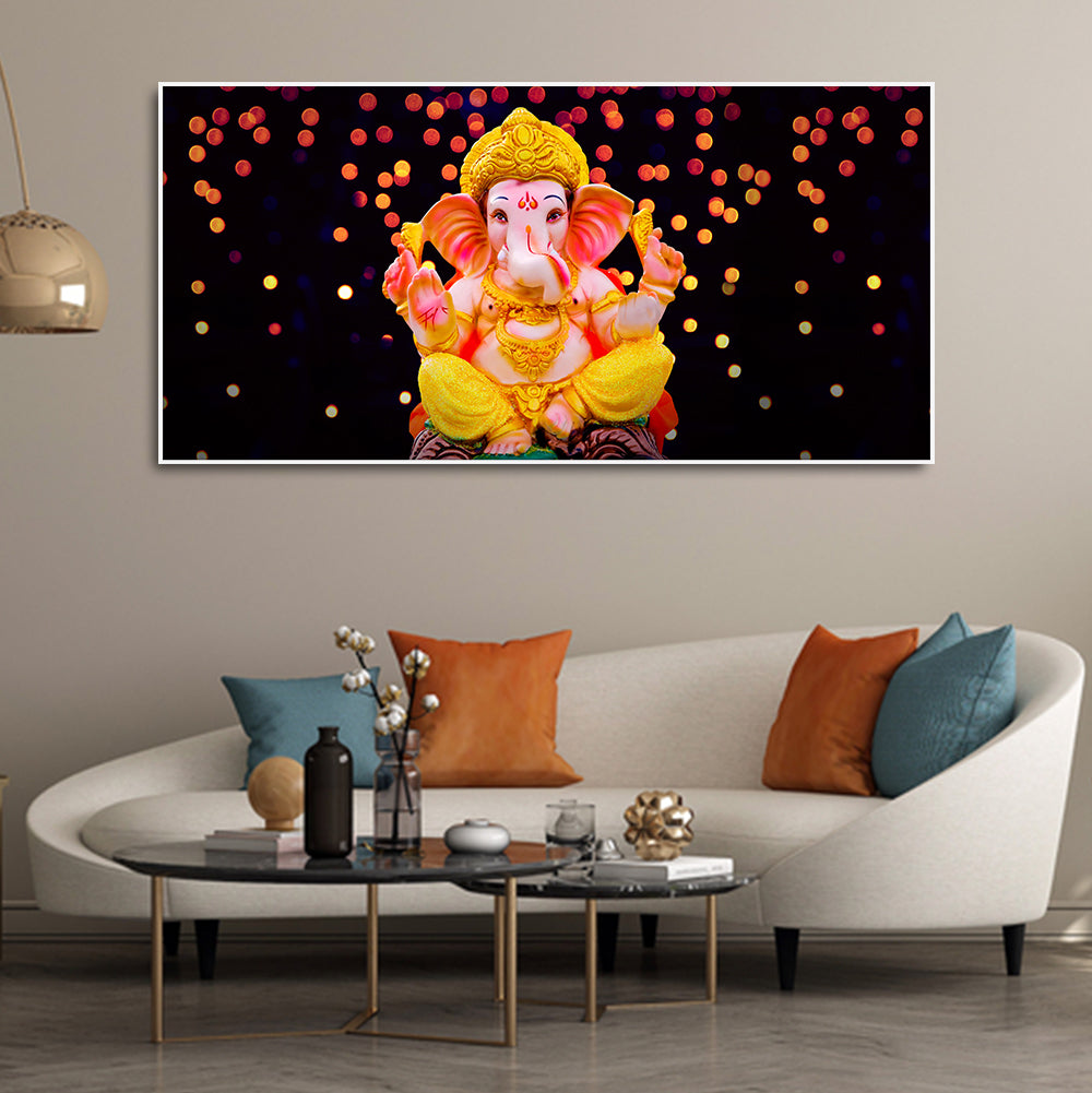 Lord Ganesha Sculpture Canvas Wall Painting