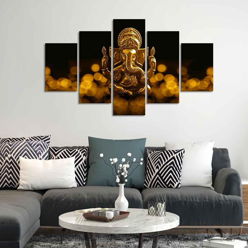 Lord Ganesha Wall Painting of Five Pieces