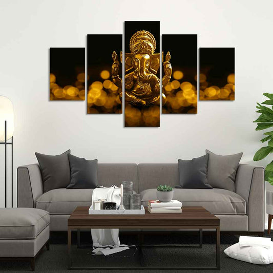 Lord Ganesha Wall Painting of Five Pieces