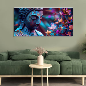 Lord Gautam Buddha Floral Art Canvas Wall Painting