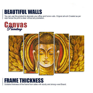 Lord Gautam Buddha Meditation Wall Painting Set of Five Pieces